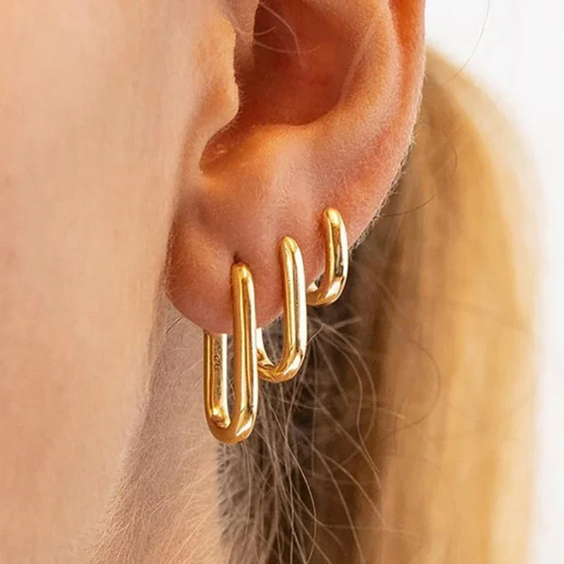 

Gold Color Hoop Earrings Women Men Stainless Steel Huggie Minimalist Punk Unisex Rock Earrings Piercing Jewelry