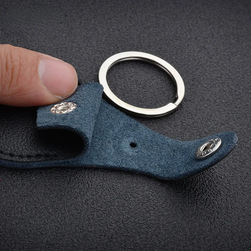 Vintage PU Leather Keychain Protective Case Door Lock Access Control Tags Card Bag Key Tag Ring 1PC