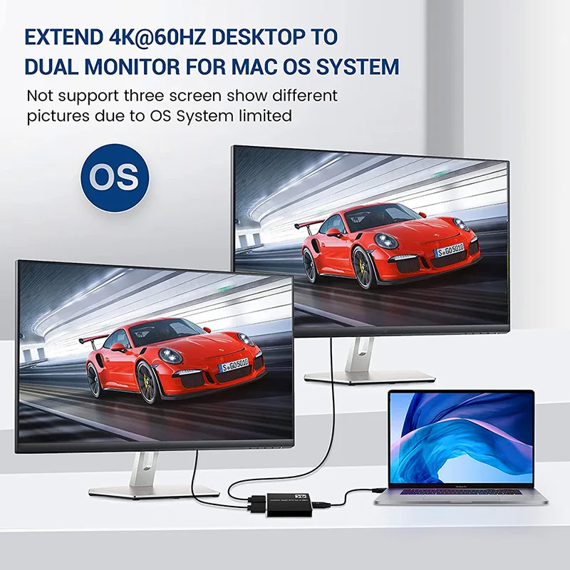 4K Dual HDMI USB-C Adapter with MST/SST Splitter Capability