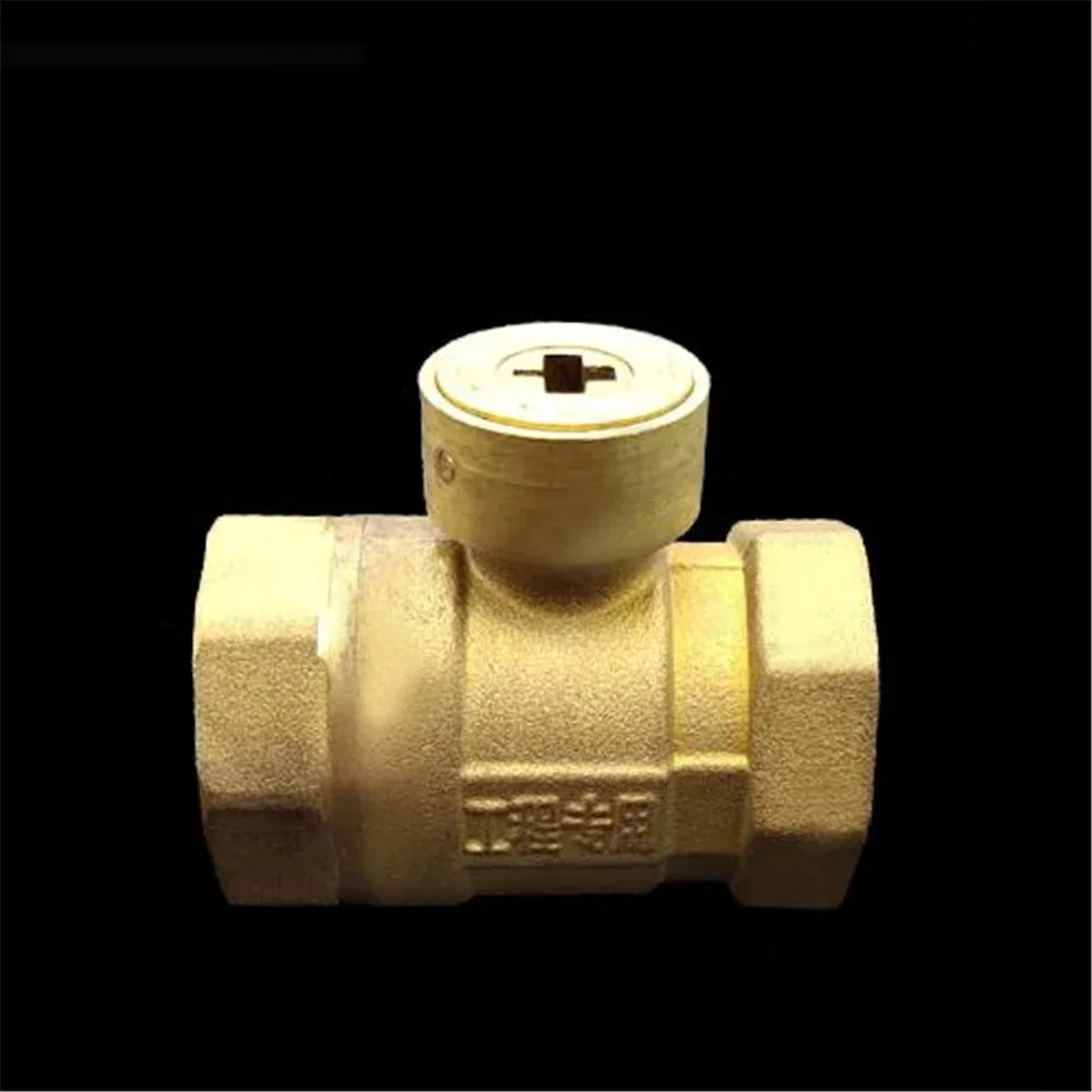 Brass Double Inner Wire Cross Lock Valve Magnetic Word Heating Key Valve Special Floor Heating Switch Lock Ball