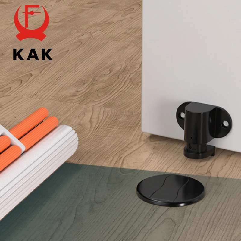 KAK Magnetic Door Stopper Punch-free Adjustable Zinc Alloy Door Holder Hidden Stop Floor Mounted Stop Hardware 6 Color magnetic doorstop