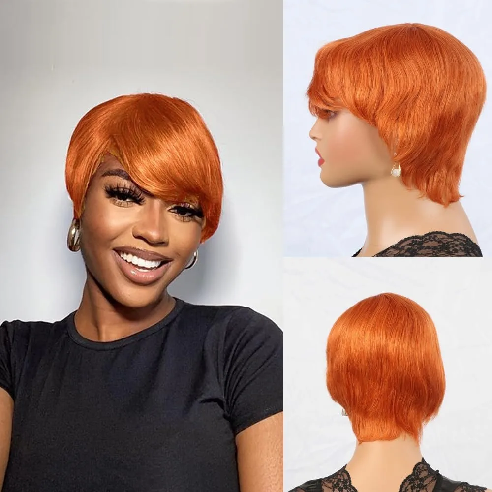 200 densidade grosso pixie corte peruca cabelo humano brasileiro com franja  em linha reta curto bob completo máquina feita perucas colocar e ir -  AliExpress, image size:1000x1000