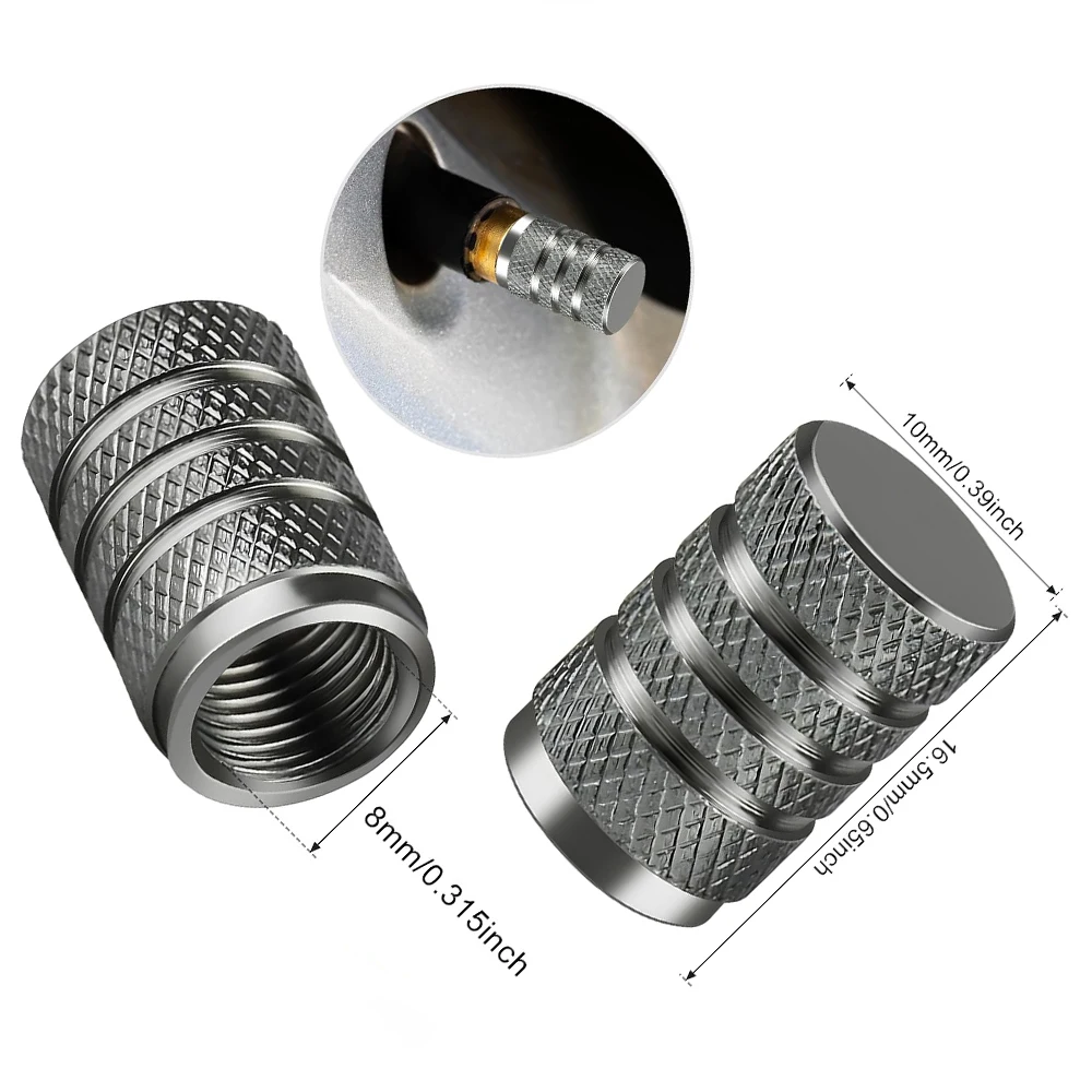 원통형 알루미늄 자동차 타이어 밸브 스템 캡 자전거 오토바이 알로이 밸브 먼지 커버 그물망 표면 휠 림 플러그 캡