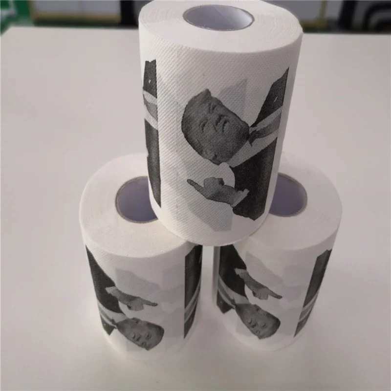 Humorous Donald Trump Printed Bathroom Toilet Paper Pure Wood Pulp Non-Fading Soft Creative Funny Design Eco-Friendly Roll Paper
