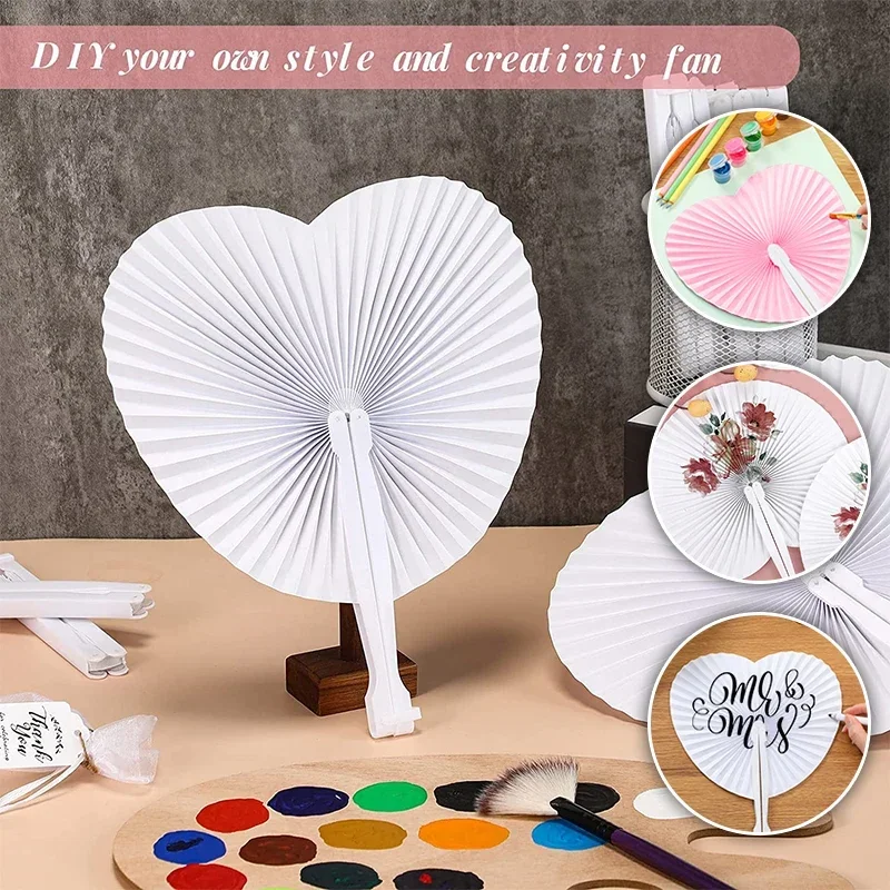 Paper Folding Fan Heart-Shaped Round Heart Wedding Party Gift