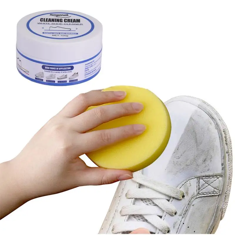 white shoe cleaning cream Shoe Stain Removal Cleaner With Cleaning Sponge Household Cleaner Tools For Leather Canvas