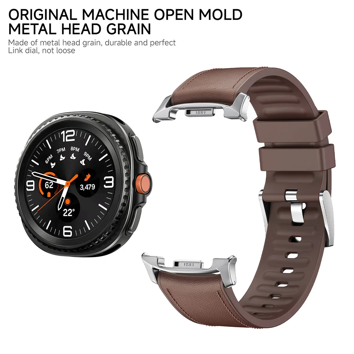 Premium Silicone & Leather Watch Strap - Elegant No-Gap Design Bracelet Accessory