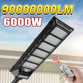 9000000LM 6000W LED Luce solare esterna Potente sensore di movimento esterno Lampada solare Lampada da parete IP66 Luce solare per percorso del giardino 1