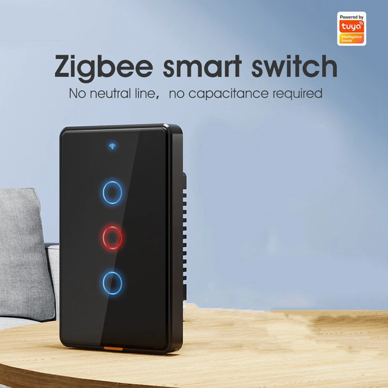 

Умный выключатель Tuya Zigbee, настенный магнитный выключатель с дистанционным управлением, голосовым таймером, Wi-Fi, черный