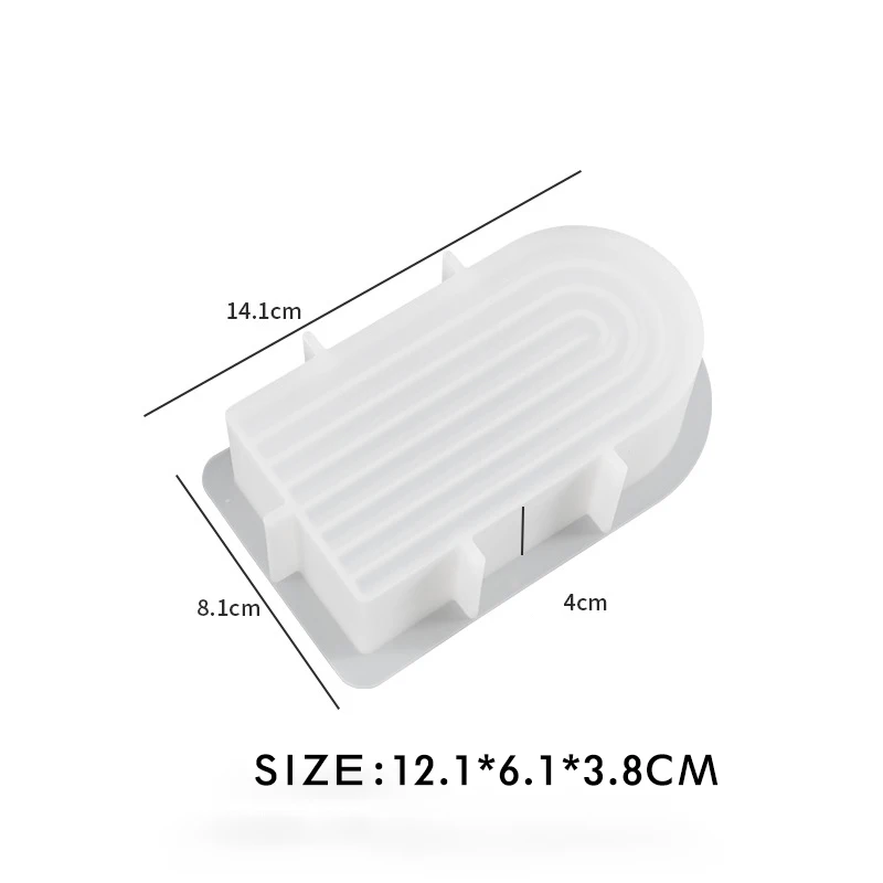 Rainbow Arch Candle Mold Striped U-Shaped Silicone Mold Abstract Architectural Resin Moulds Soap Tray Handmade Candle 1pc