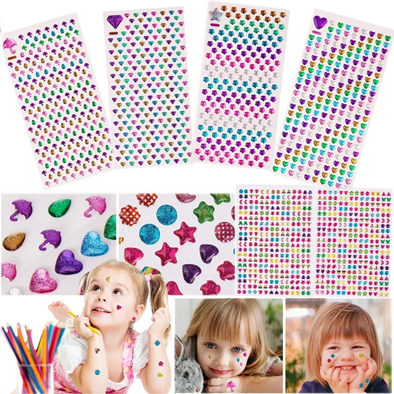 108/216/324pcs Stick on Ear Stickers per bambini ragazze 3D Pearl