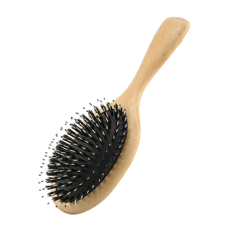 

Boar Bristle Hair Brush Natural Beech Comb Hairbrush For Curly Thick Long Dry Wet Hair Detangler Massage Brushes Women