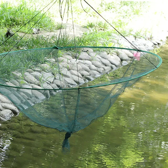 Foldable circular mesh bag, open pull-out net basket, fishing equipment, fishing gear