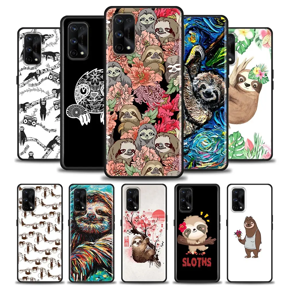 Custodia In Silicone Per Realme Gt 5G Master Neo2 Gt2 7I 8I 9I 5 6 7 8 Pro Coque Soft Funda Cover Divertente Bradipo Flower Tree Sloths Animal