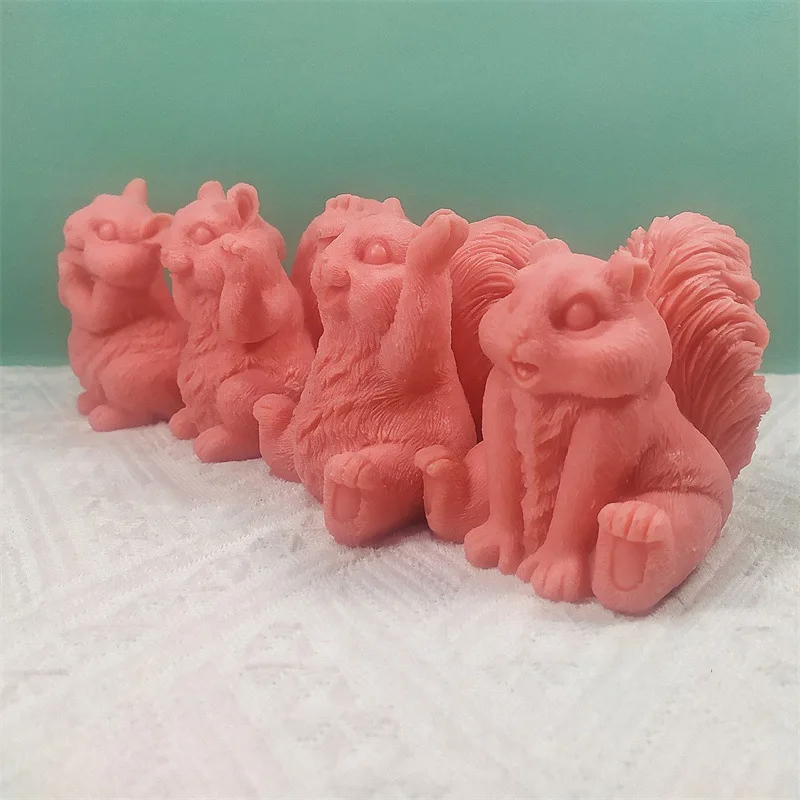 Silicone Mold For Wedding Festive Candle Mold Big Cute Squirrel Soap Plaster Molud Aromatherapy Wedding Gifts Handmade