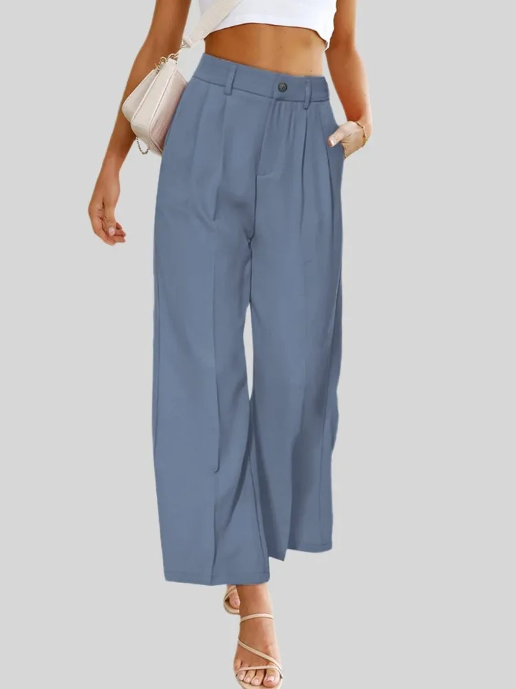 

Fashion Wide Leg Pants Women High Waist Long Trousers Elegant Office Lady Simple Straight Pants Vintage Loose Oversize Pants 3XL
