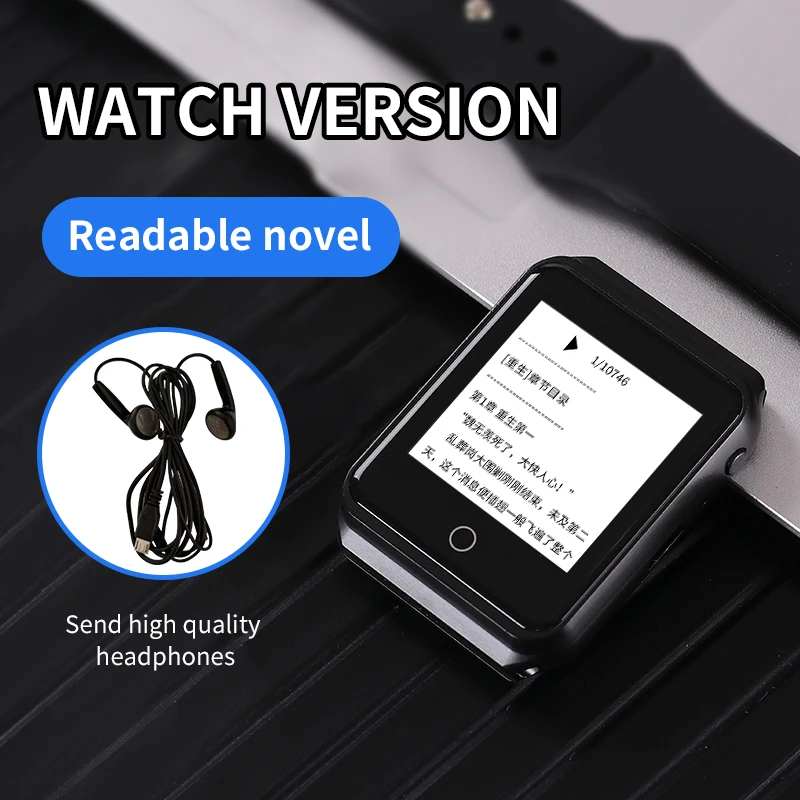 MP4 Player Bluetooth Metal Watch MP3 Music Player HiFi Audio Quality Bluetooth 5.0 Support TF card FM FM/e-book/pedometer Wristband