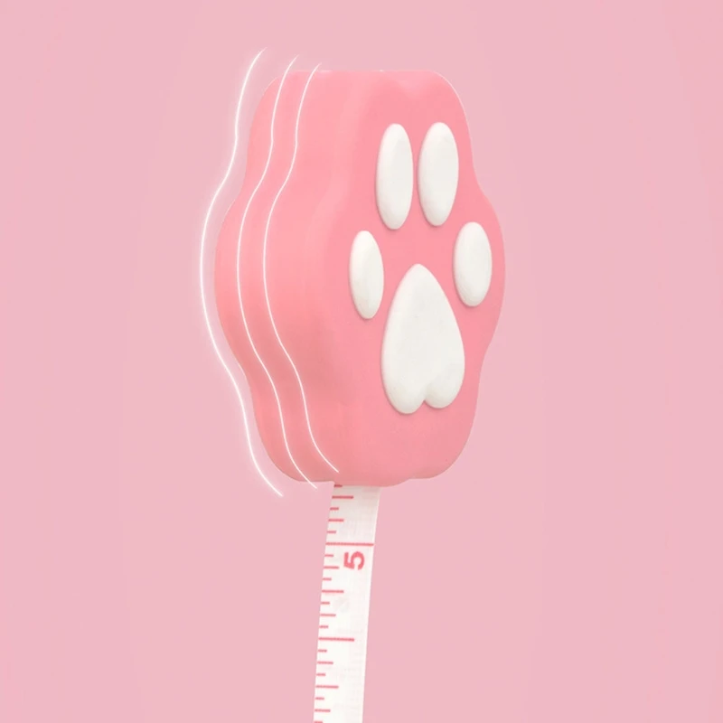 Portable Cartoon Body Measure Tape Lovely Kitten Paw-like Measuring Tape with Lock Pin/Push Button Mini Measuring tape measure