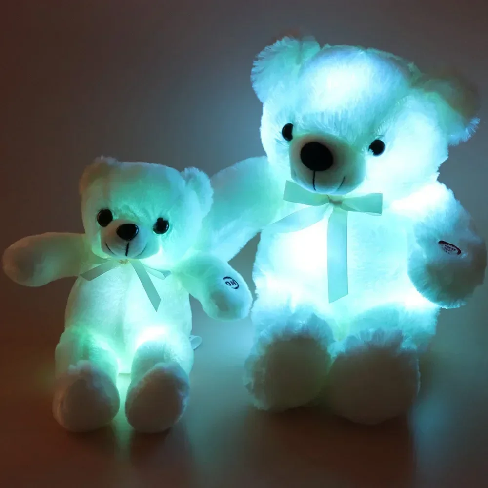 30cm Cute Bear Animals Toy plush toy Creative Light Up LED Colorful Glowing Kawaii Bear Christmas Gift for Kids Photography Accessories