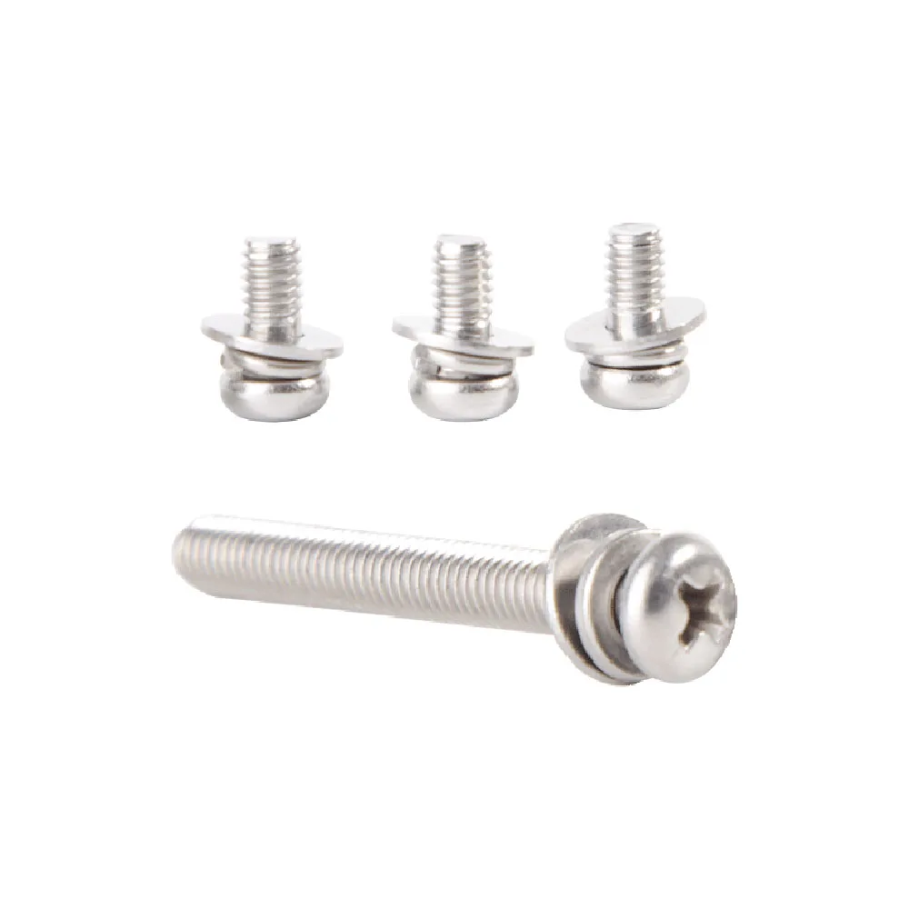 GB9074.8 304 Stainless Steel Phillips Cross Recessed Pan Head Screw Set Spring Washer Plain Gasket Combination M3 M4 M5 M6