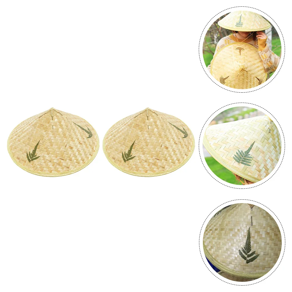 

Bamboo Woven Straw Hats Traditional Chinese Oriental Bamboo Straw Cone Garden Fishing Hat Rice Hat Asian Hat Japanese Hat