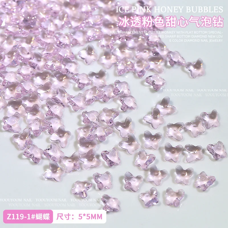 

10pcs Pink Nail Rhinestones Luxury Jewelry Honey Bubbles Crystal Diamond Nail Art Charms Horse Eyes Heart Nail Gems Decorations