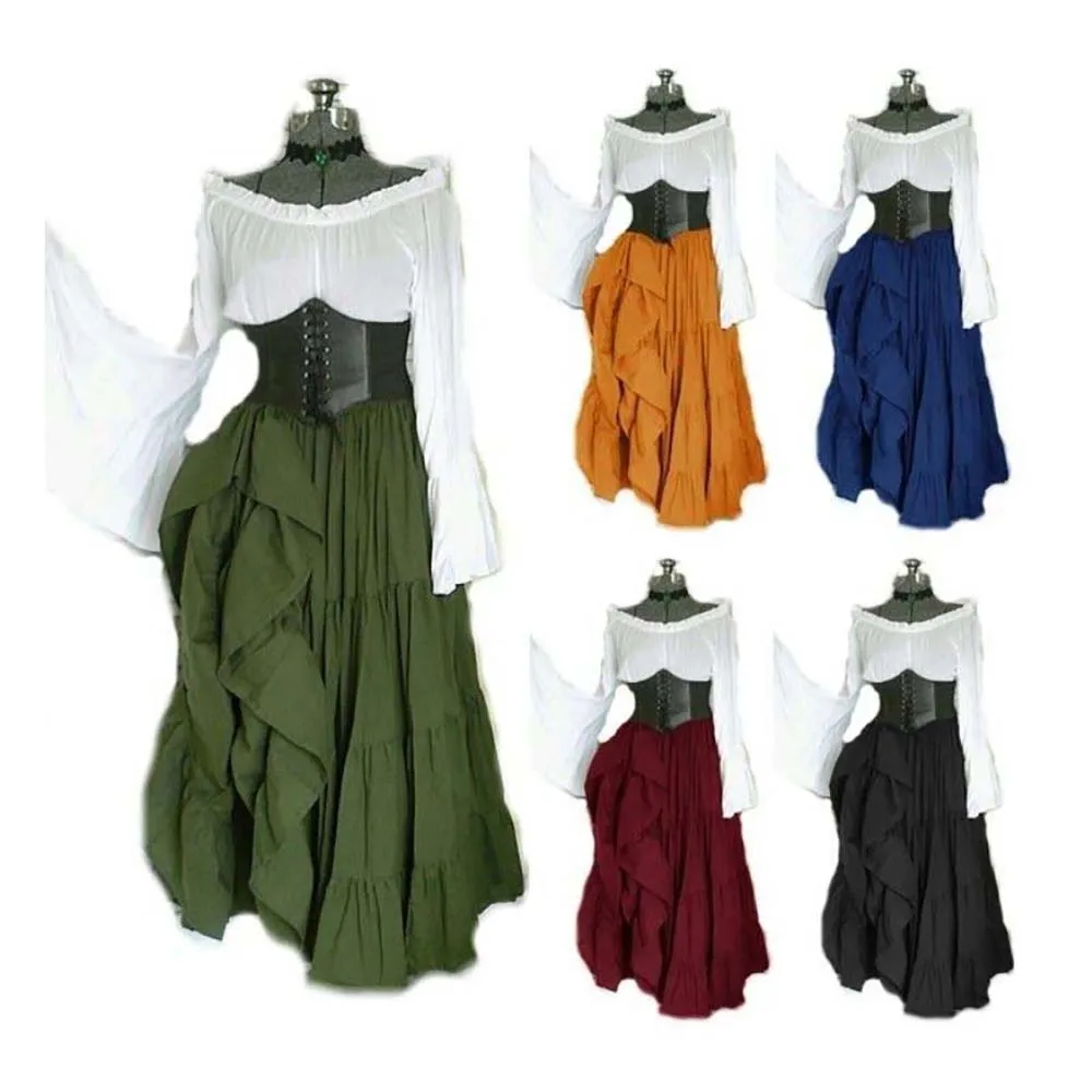 

Women's Medieval Retro Halloween Gothic Flared Long Sleeve Vintage Dresses