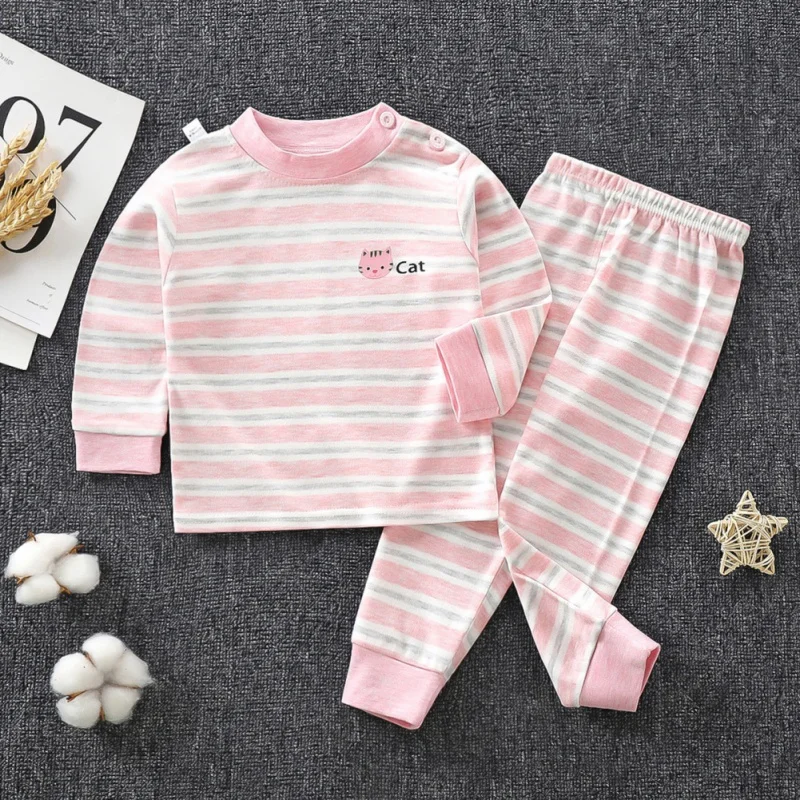 Spring Autumn Children Pajamas Set Kids Stripe Girl Boys Underwear Clothing Long Sleeve Children Sleepwear Pajamas Kids Clothing
