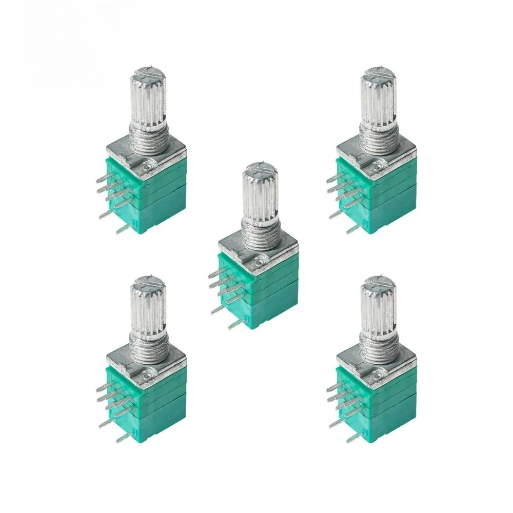 5PCS RK097N Dual 8 Pin Potentiometer 15mm Shaft B10K B5K B20K B50K B100K for Audio Amplifier Sealed Potentiometers Resistor