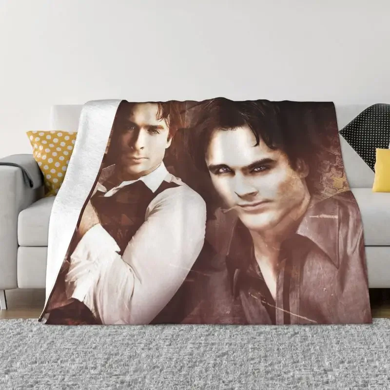

The Vampire Diaries Blankets Warm Flannel Horror Supernatural TV show Throw Blanket for Sofa Bedroom Bedding