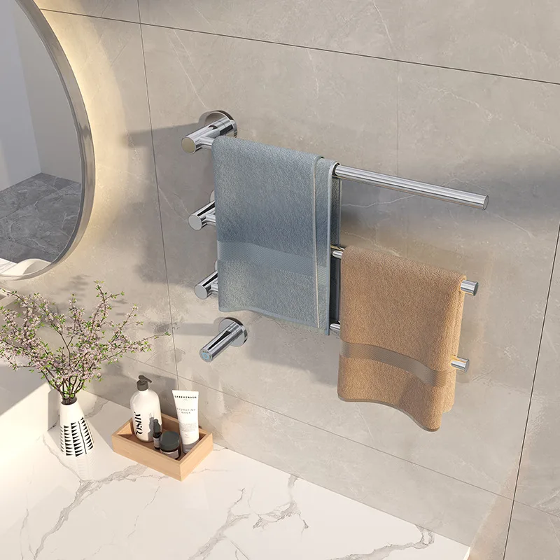 Black Bathroom Electric Towel Rack Wall Mounted Hidden Wires Electric Towel Dryer Smart Thermostatic Heated Rail