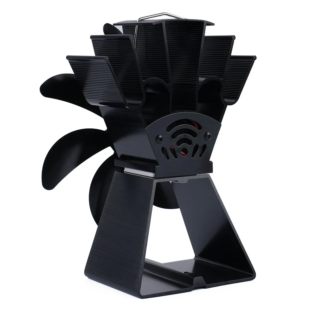 

Cooling Fireplace Fan Thermal Power Fan 7 Blade Aluminum Black Eco Friendly Quiet Heat Powered Log Wood Burner