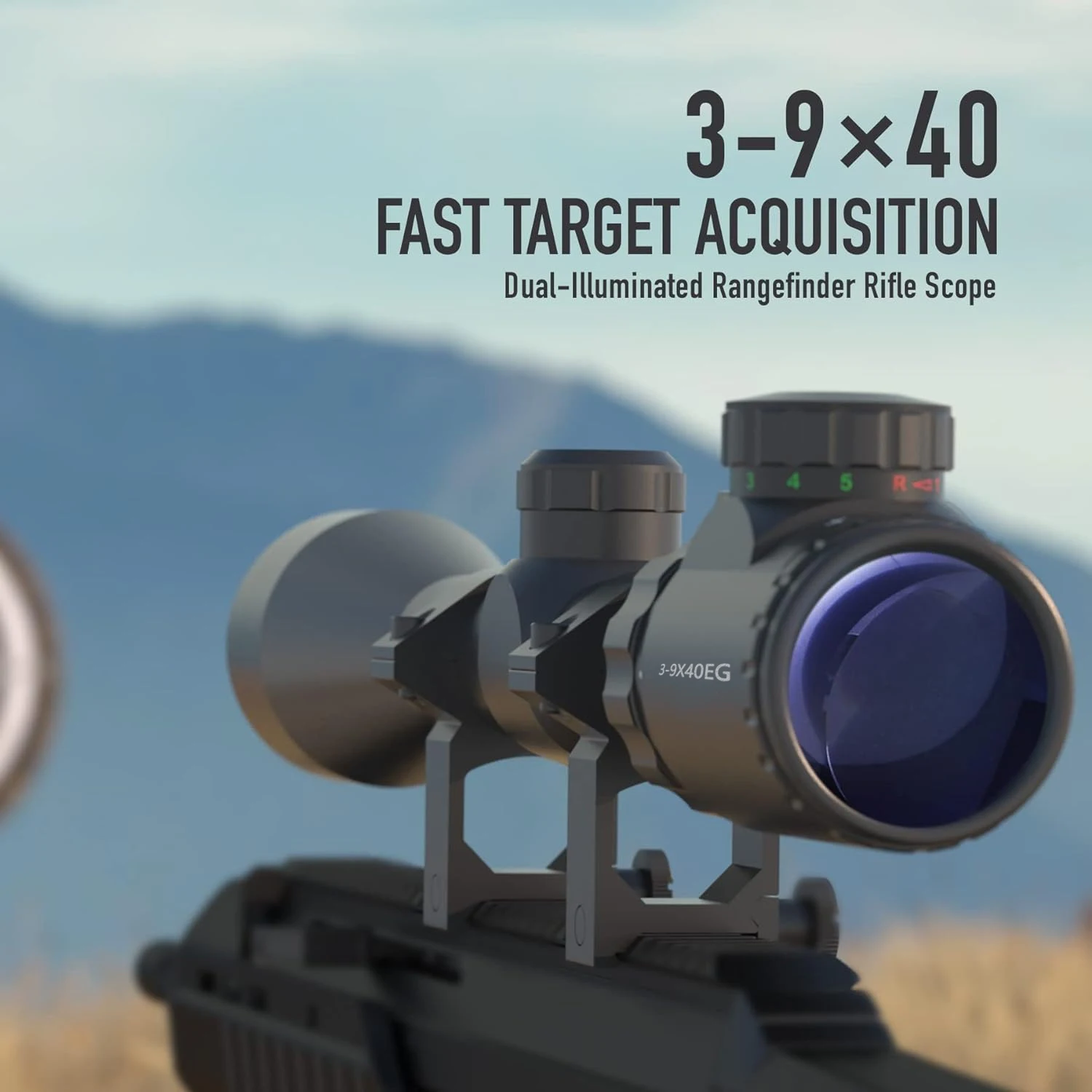 3-9X40 Optical Rifle Scope Adjustable Optic Red Green Range Finder Illuminated Riflescope Green Red Illuminated Hunting Sight