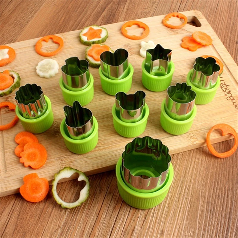 1Set Multi-Style Vegetables Cookie Cutter Embossing Mould Portable Cook Tools Stainless Steel Fruit Cutting Die Kitchen Gadgets vegetable cutter fruit cutter