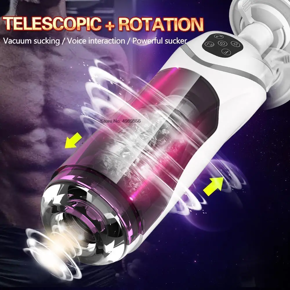 Telescopic Rotation Male Masturbator Cup For Men Realistic Toy_voghion.com