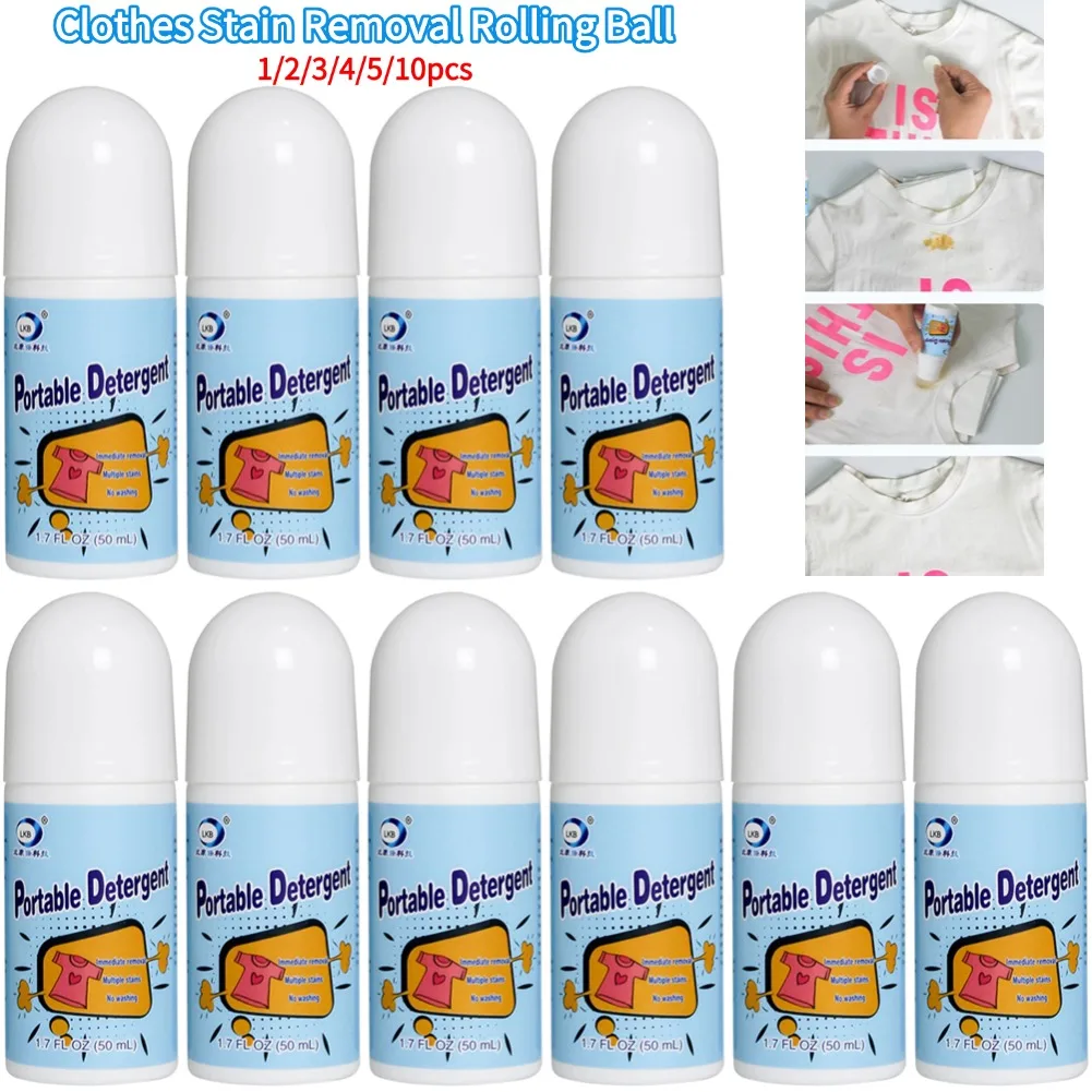 Clothes Stain Removal Rolling Ball Portable Oil Stain Cleaning Detergent Decontamination Pen Dust Cleaner Remover 1/2/3/4/5/10pc