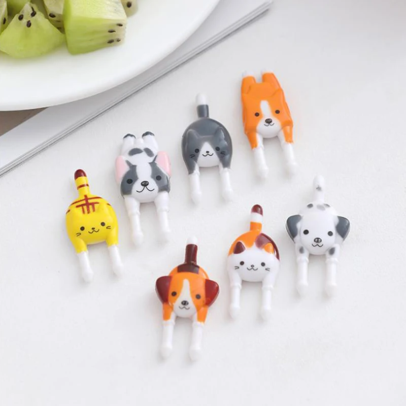 

8Pcs Mini Kids Animal Fruit Fork Cartoon Snack Cake Dessert Food Fruit Toothpick Lunch Party Decoration Bento Box Accessories