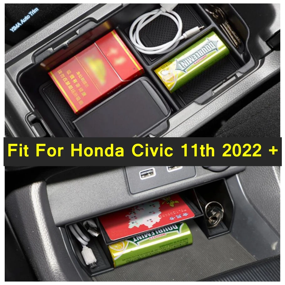

Black Car Accessories Fit For Honda Civic 11th 2022 2023 Storage Box Center Console Glove Box Holder Stowing Tidying Interior