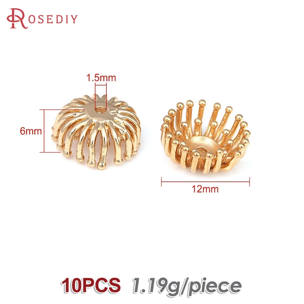 Elegant 18K Gold Brass Floral Bead Caps for DIY Jewelry & Earrings