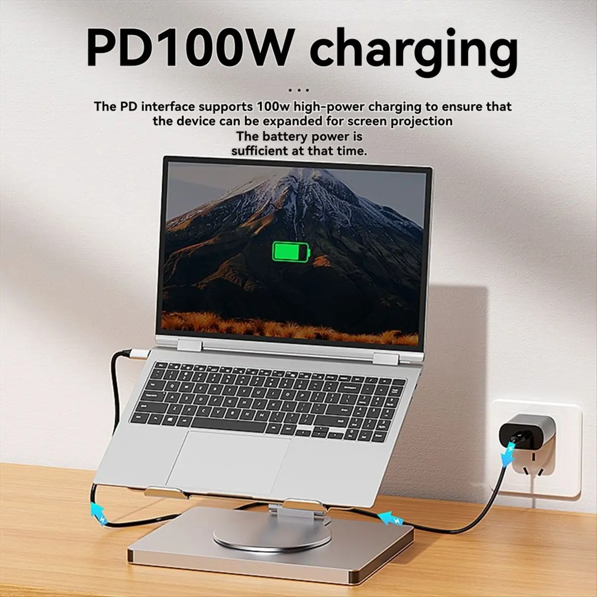 A49T 360 °   회전식 10포트 도킹 스테이션, USB 허브, 카드 리더, RJ45 포트 포함, 노트북용 접이식 범용 브래킷 홀더