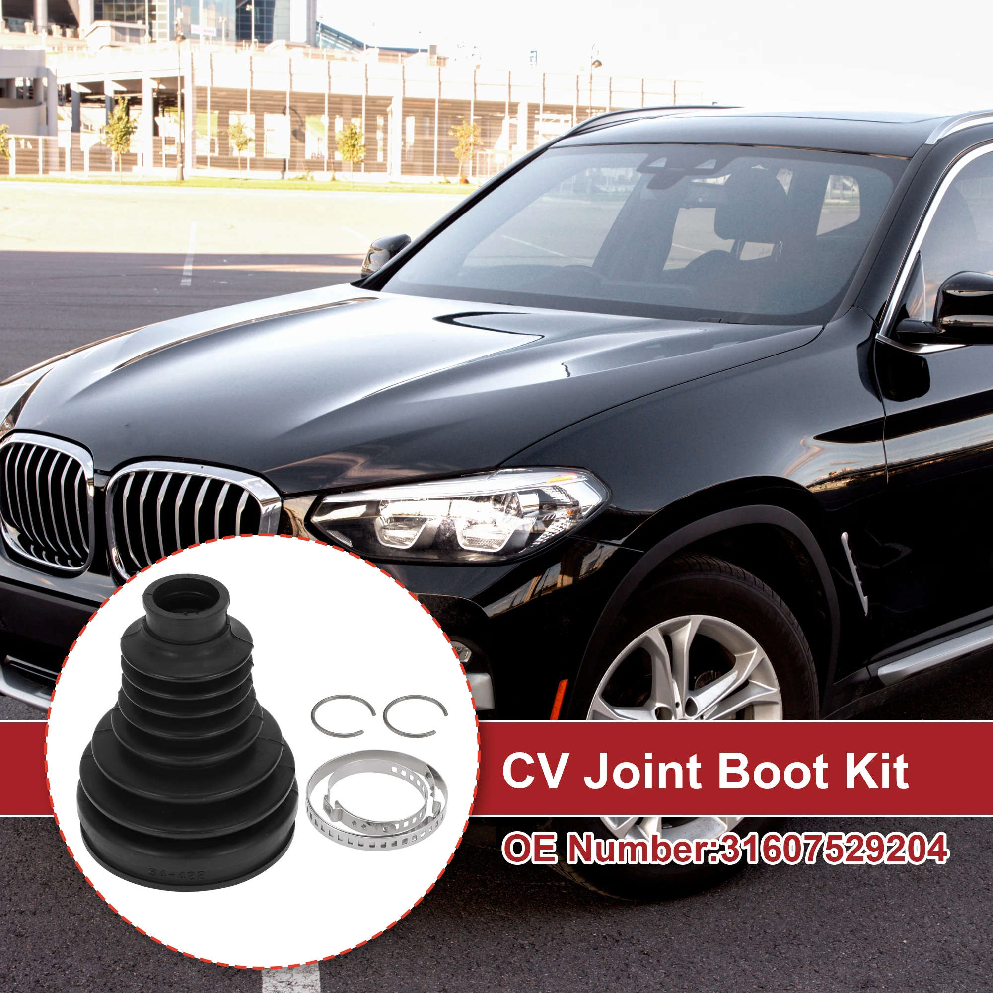 X Autohaux 1 Set CV Joint Boot Kit for BMW X3 2004-2010 Inner Constant Velocity Joint Boot W/ Clamps No.31607529204 Black Rubber