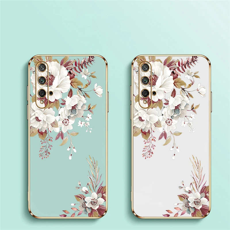 Floral Shockproof TPU Bumper Phone Case - Soft Silicone Plating Cover