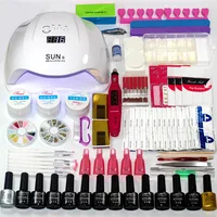 Manicure Set Choose 12/10 Colors Gel Polish Base Top Coat Nail Kit 24w/54w Uv Led Lamp Electric Manicure Handle Nail Art set 1