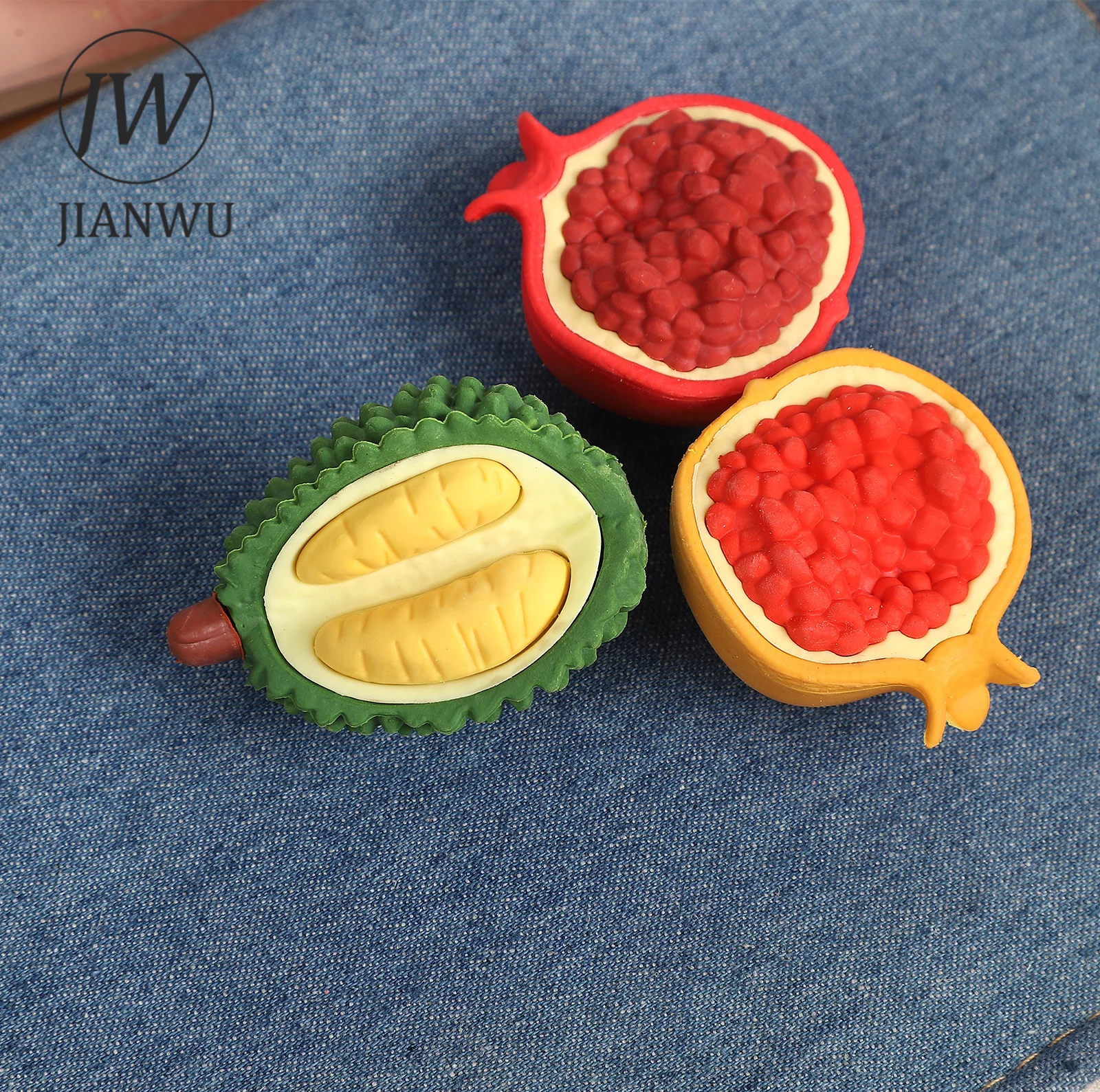 JIANWU 1Pc 두리안 아보카도 석류 과일 모양의 재료 콜라주 지우개 크리 에이 티브 DIY 저널 학생 용품 문구