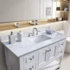 43"x 22" Bathroom Vanity Top ,White Marble Color With Rectangle Undermount Ceramic Sink And 3 Faucet Hole With Back Splash 1