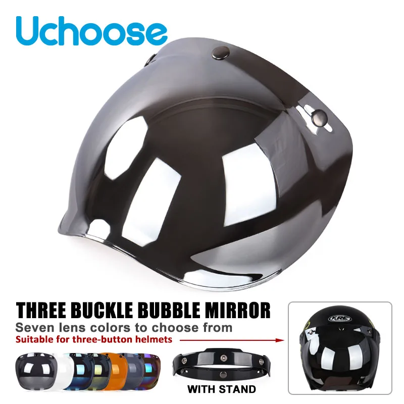 Espejo de burbuja auténtico para casco de motocicleta, lentes de estilo Retro con tres botones, visera de protección, accesorios para casco