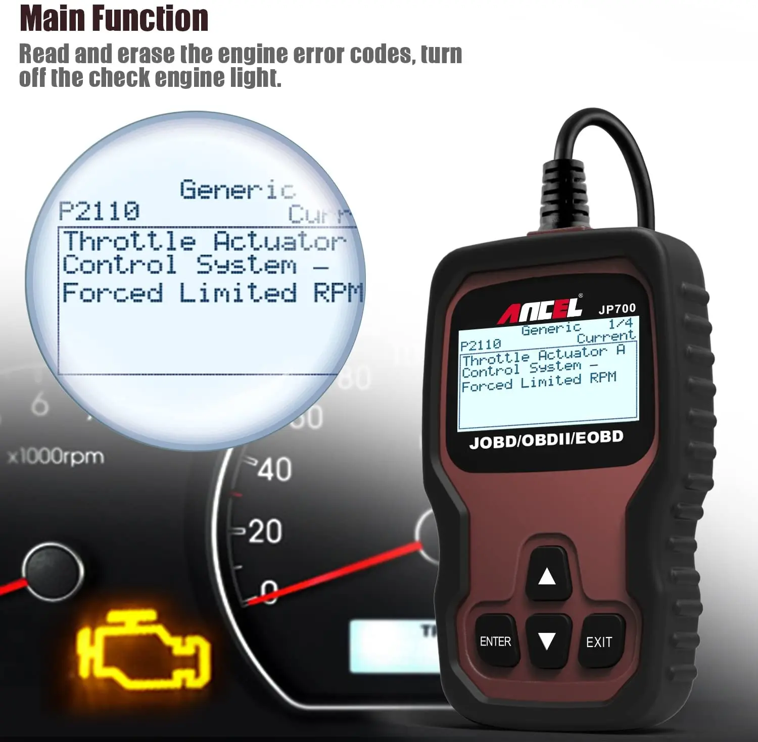 ANCEL JP700 OBD2/JOBD Scanner Full OBD2/EOBD Diagnostic Tools Automotive Professional Code Reader Scanner Check Engine pk ELM327 2