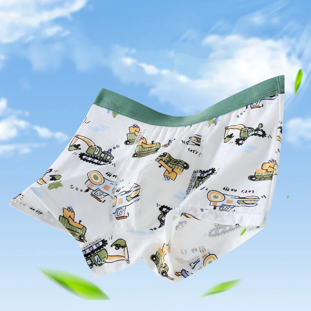 Kids Boys Cute Silk Underpants 4Pcs/1lot Baby Boys Cartoon Boxers Children Summer Thin Underwear Dinosaur Printed Underwear
