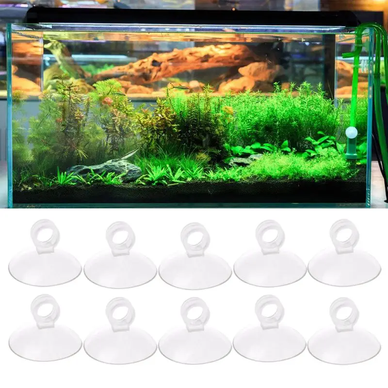 10-Pack Aquarium Suction Cups with Unremovable 7mm Dia Clip Clear Soft Plastic Sucker for Fixing Fish Tank Hose