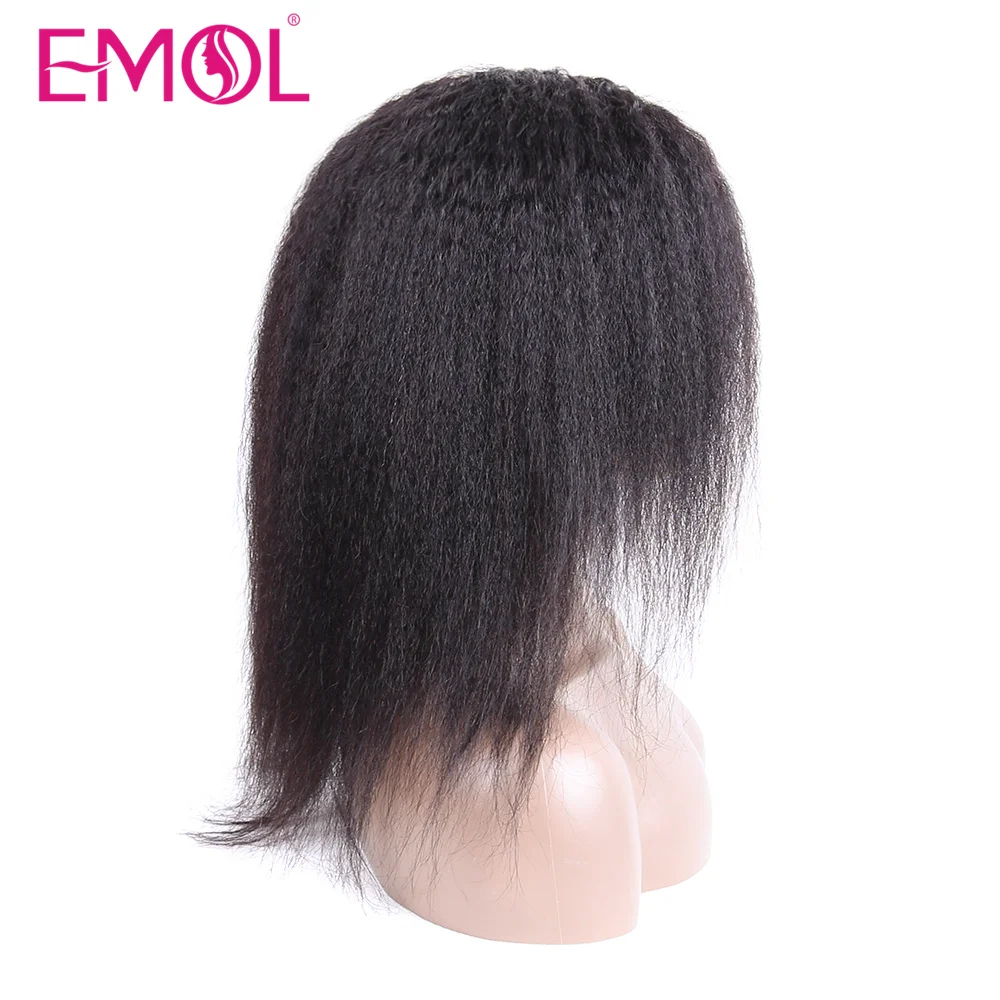 Kinky Straight Human Hair Full Machine Made Wig Natural Black Wigs For Women Human Hair Malaysian Remy Hair Fringe Wig 12"-30""